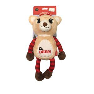 Rudolph the Red Nosed Reindeer Clarice Deer Plush Rope Crinkle Squeak Dog Toy